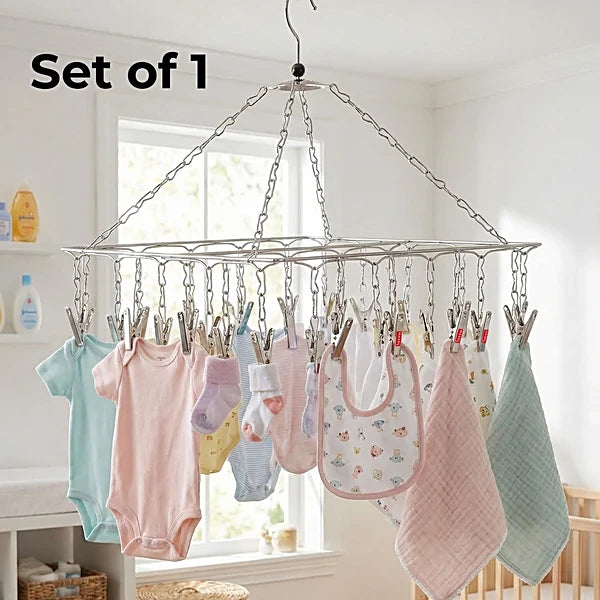Stainless Steel Hangers with Clips 10pcs (Pack of 1)